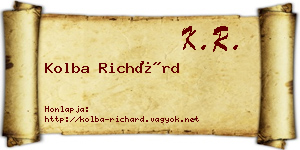 Kolba Richárd névjegykártya