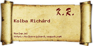 Kolba Richárd névjegykártya